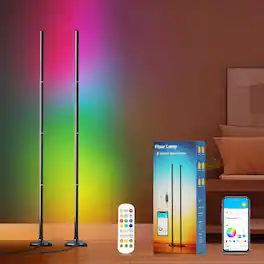 DAYBETTER - 56 in. Black RGB LED Floor Lp with Bluetooth & Remote Control, 5050 LEDs, Plastic Shade