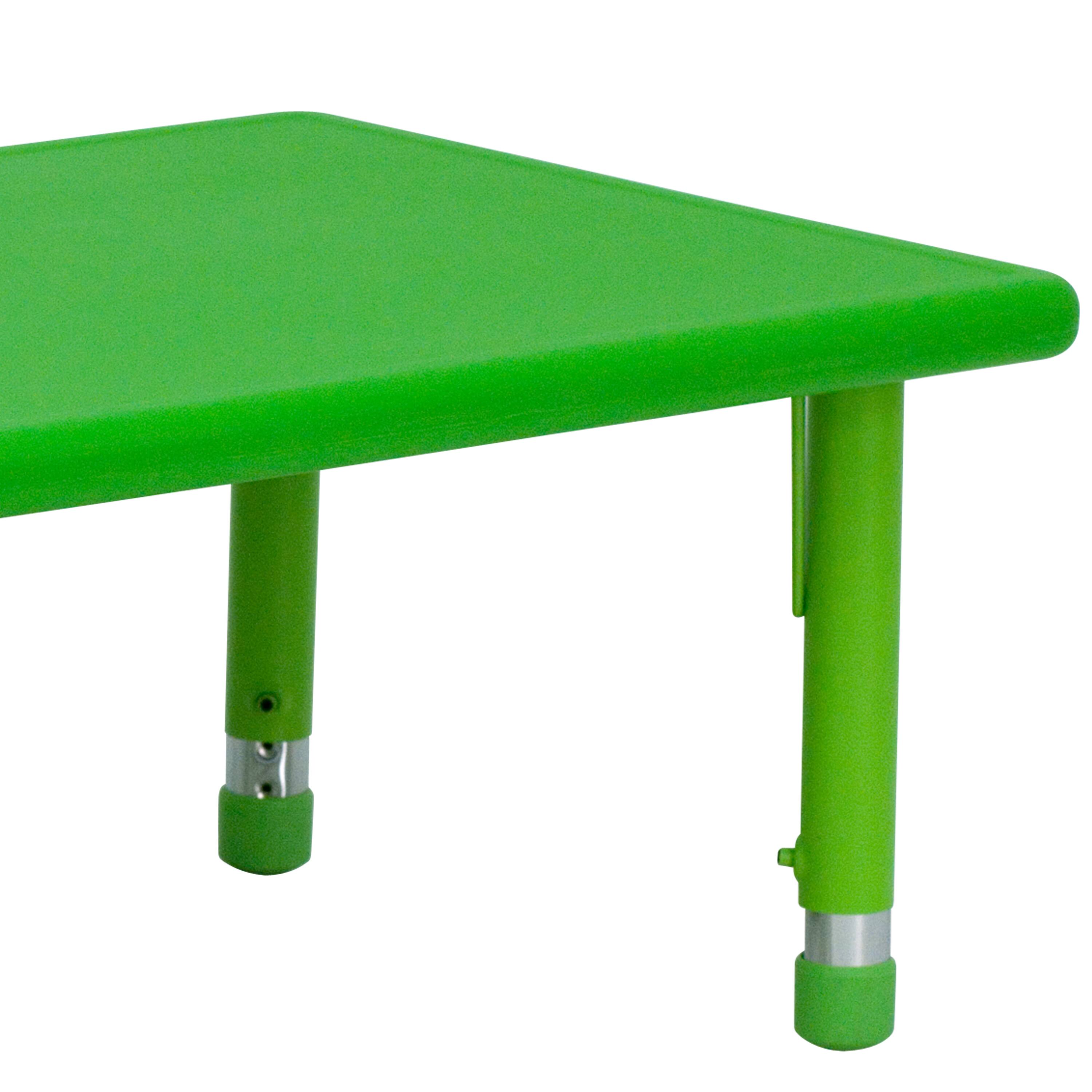 Alt View 8. Emma + Oliver - 24"W x 48"L Rectangular Plastic Height Adjustable Activity Table - Green.