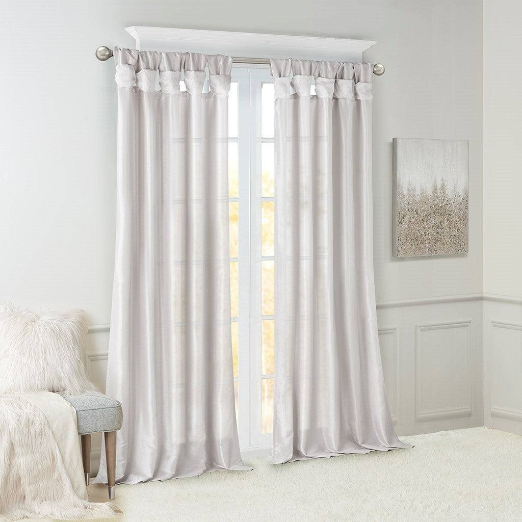 Alt View 1. BreeBe - Twist Tab Lined Window Curtain Panel Silver 50x108' - Silver.
