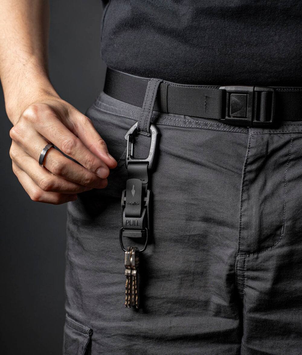 Alt View 5. ALPAKA - HUB Carabiner Quick Release Keychain with Magnetic Belt Clip - EDC Carabiner for Keys - Tactical Gear (L) - Black.