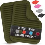 Zulay Kitchen - 2-Pack 9"x12" Silicone Trivets for Hot Pots & Pans - Olive Green