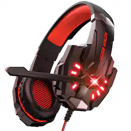 VEAT00L - Gaming Headset with Microphone, Compatible with PS4 PS5 Xbox One PC Laptop, Over-Ear Headphones with LED Light - Pink