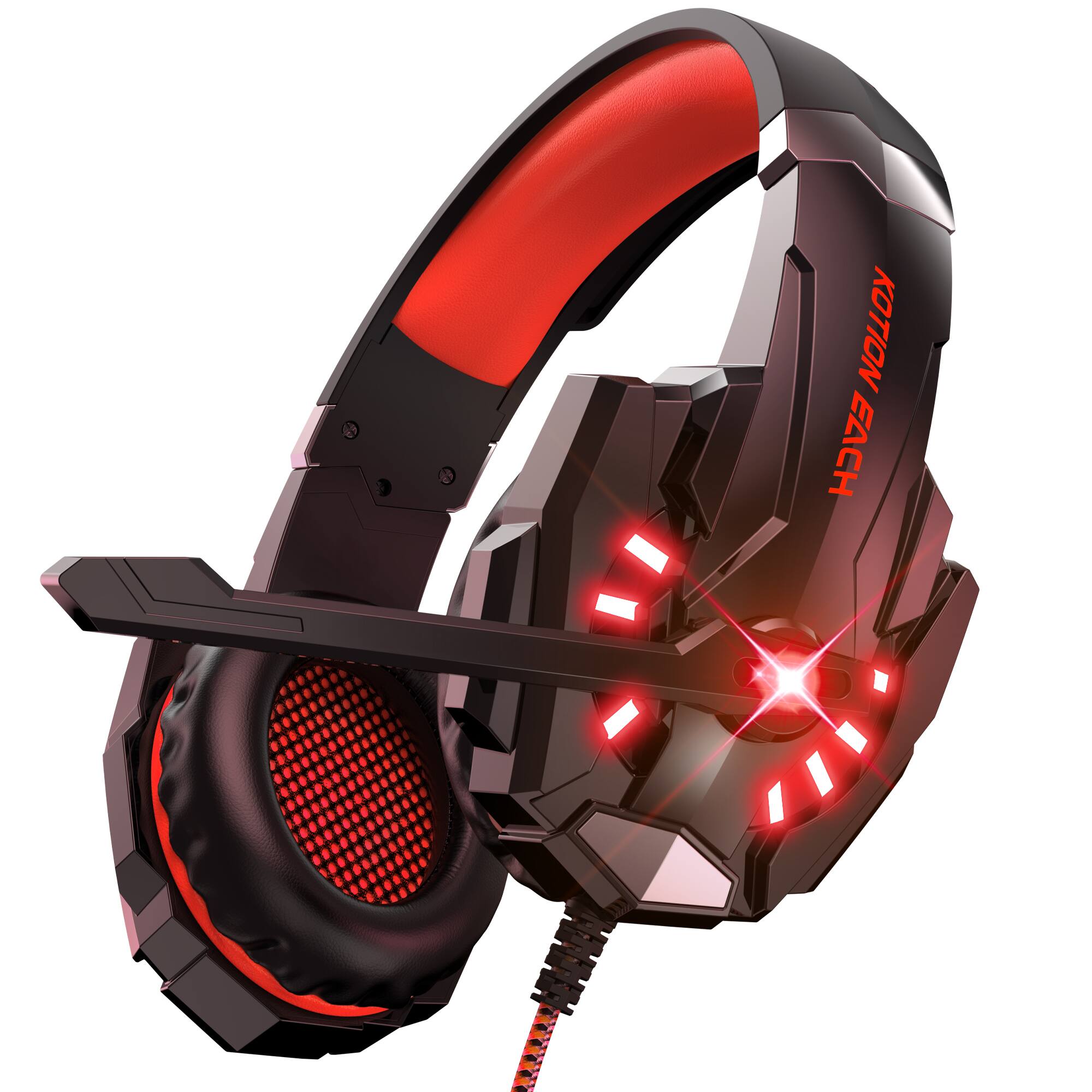 VEAT00L - Gaming Headset with Microphone, Compatible with PS4 PS5 Xbox One PC Laptop, Over-Ear Headphones with LED Light - Pink