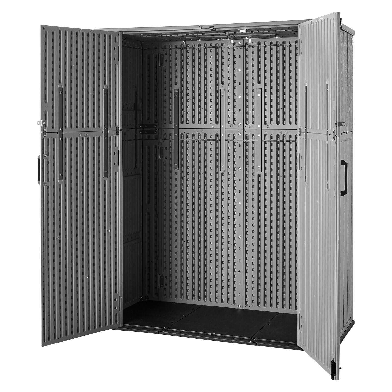 Front. VEVOR - Outdoor Storage Shed 59 Cu Ft Vertical Resin Storage Cabinet Gray,for Garage,Backyard Patio Accessories and Garden Tools - Grey.