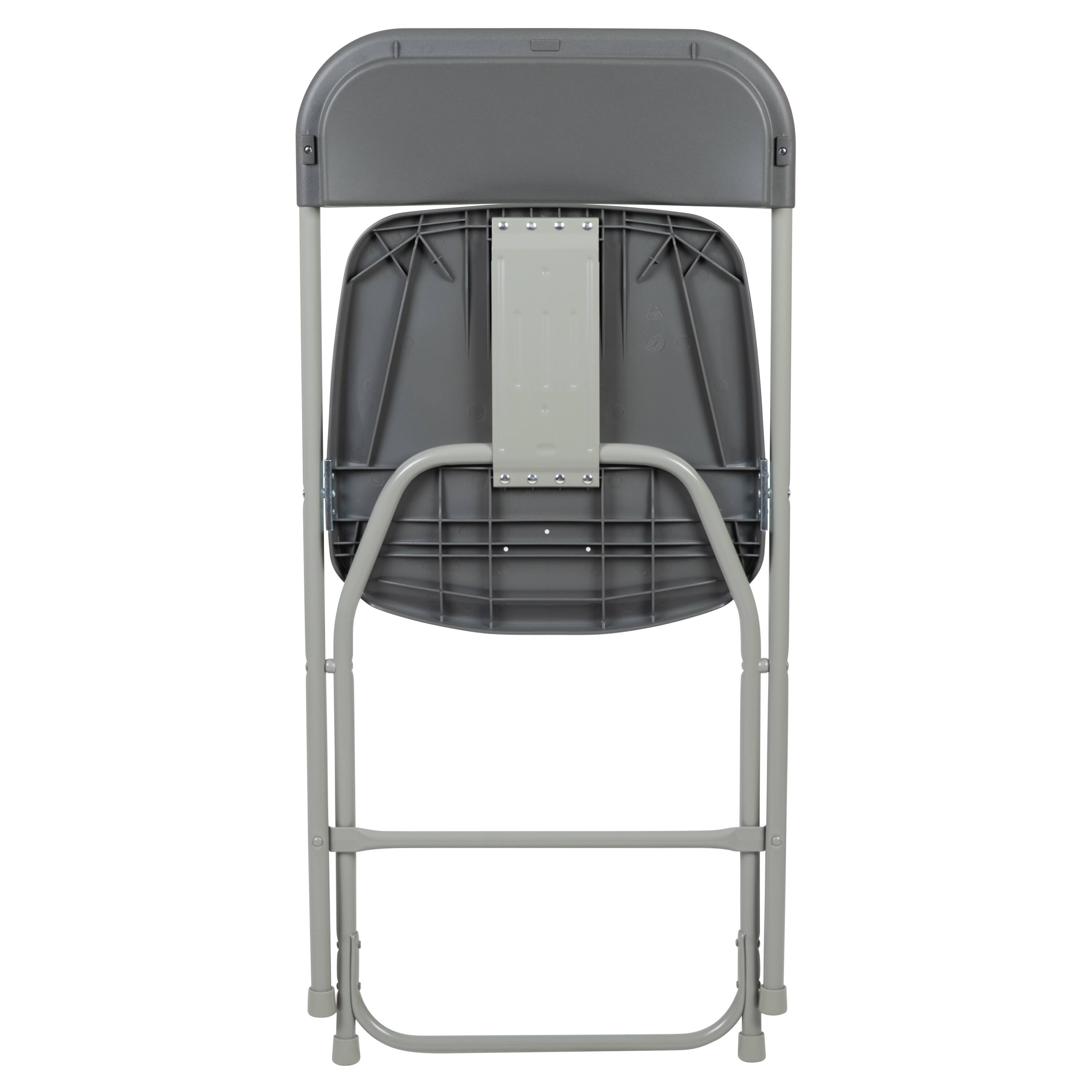 Alt View 8. Emma + Oliver - Set of 10 Stackable Folding Plastic Chairs - 650 LB Weight Capacity - Grey.