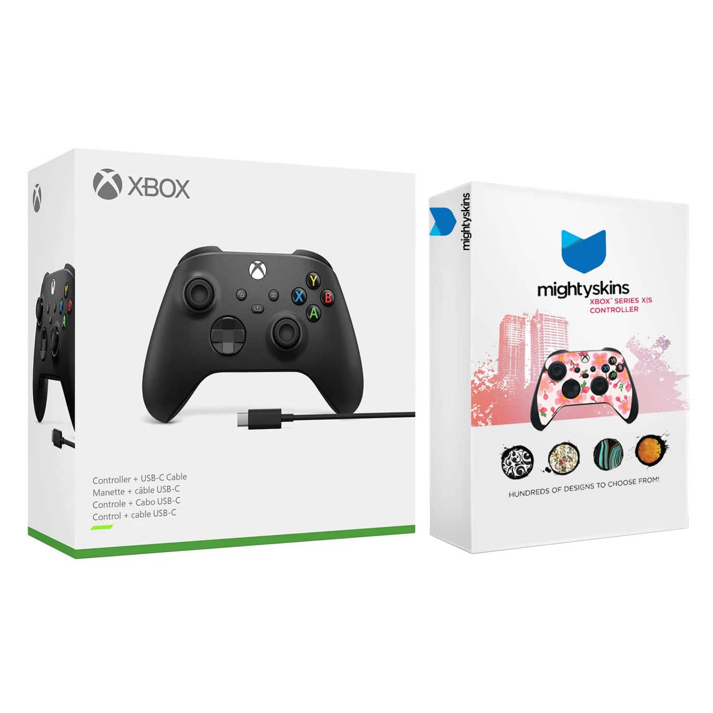 Microsoft - Xbox Wireless Controller + USB-C Cable with MightySkins Custom Skin Code Bundle - Carbon Black