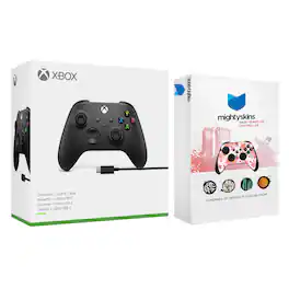 Microsoft - Xbox Wireless Controller + USB-C Cable with MightySkins Custom Skin Code Bundle - Carbon Black