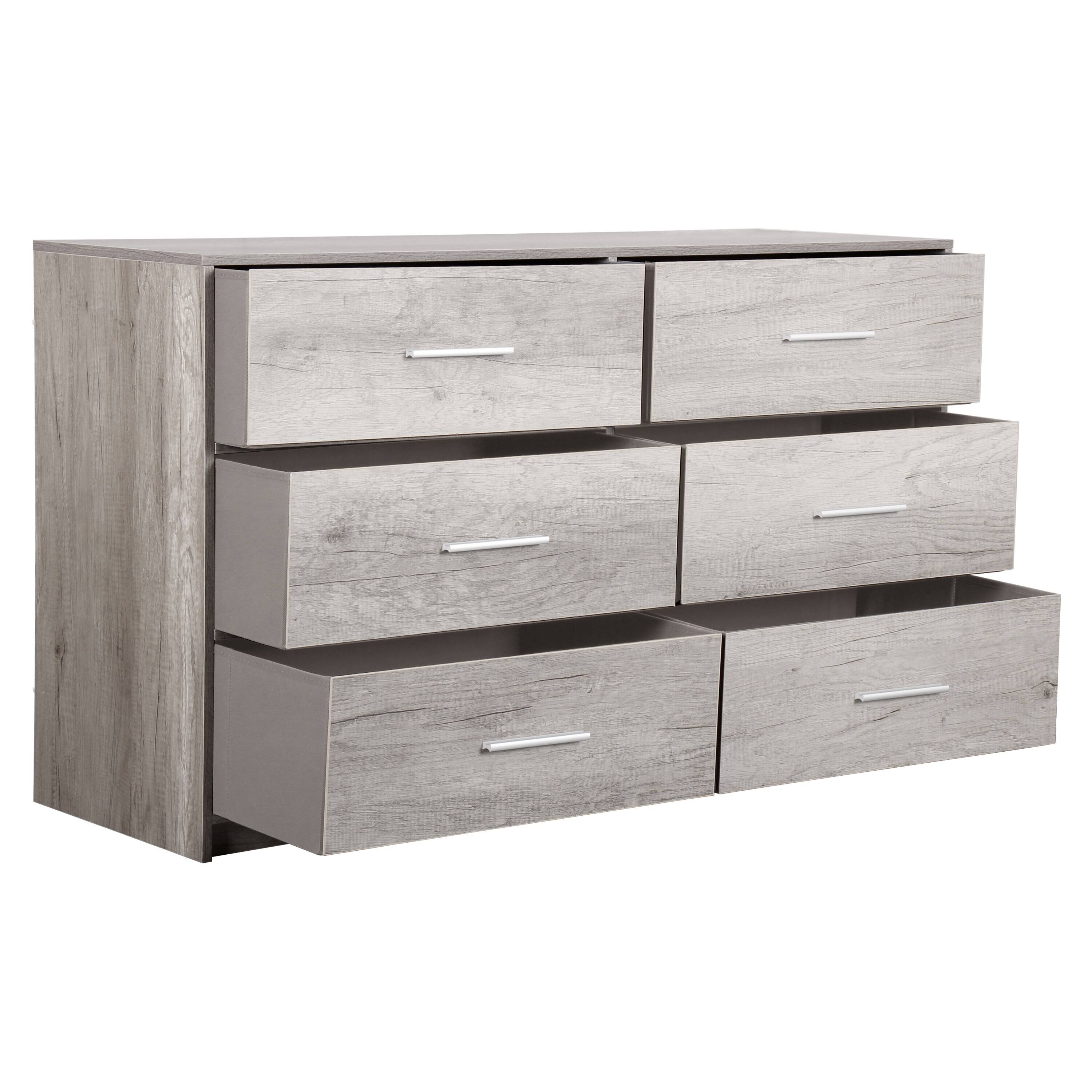 Left. Forest'nSky - Grey Wood 6 drawer 44.5 in. Wide Chest of Drawers with Large Fabric Drawers for Living Room - Grey.