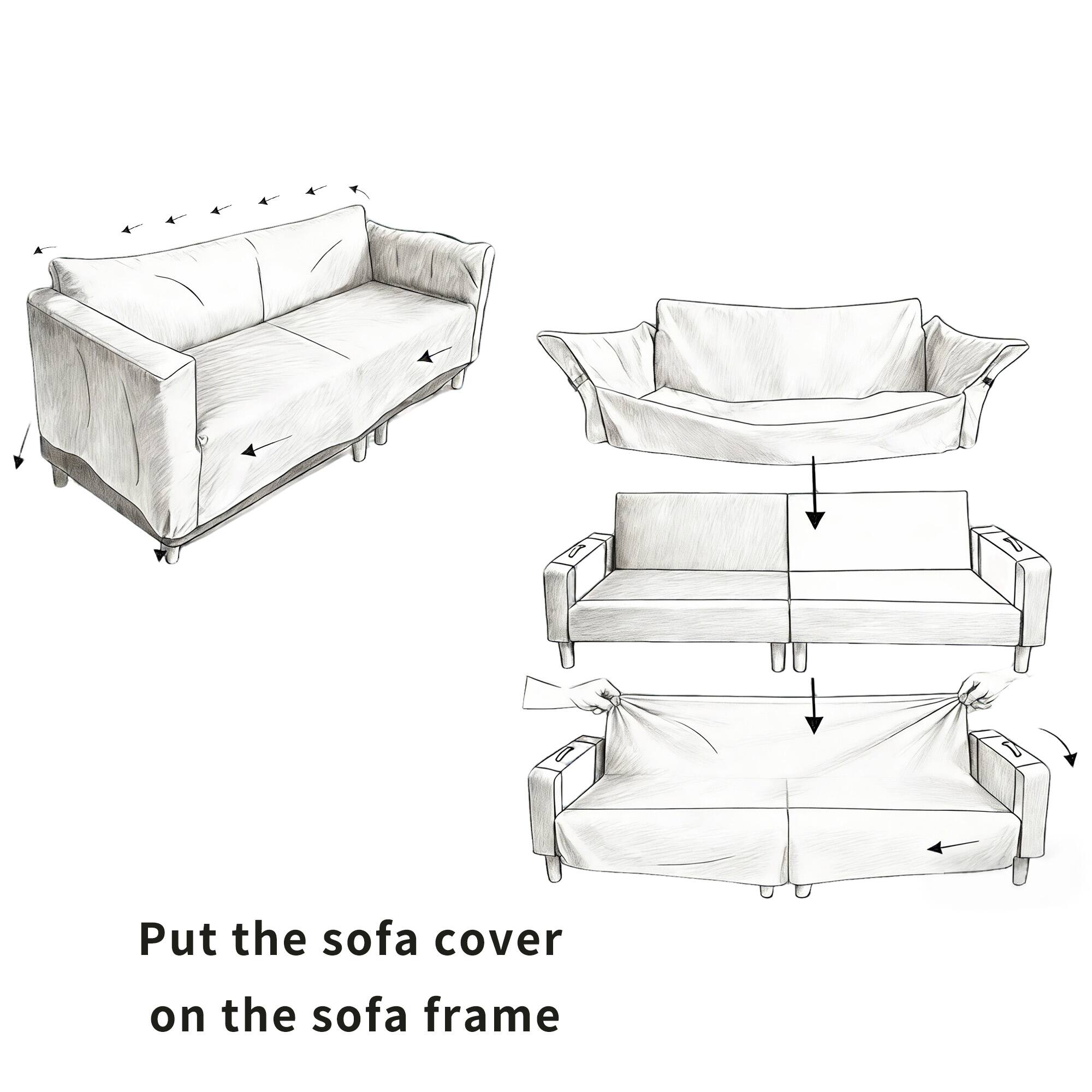 Put the sofa cover on the sofa frame