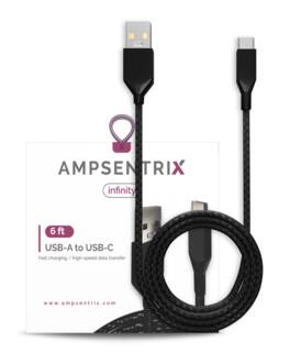 Ampsentrix - 6 ft USB Type C To USB Type A Cable (Infinity) - Black