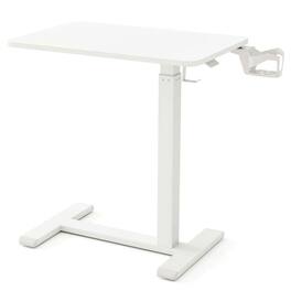 Kadyn - Height-Adjustable Rolling Overbed Table with Cup Holder - White