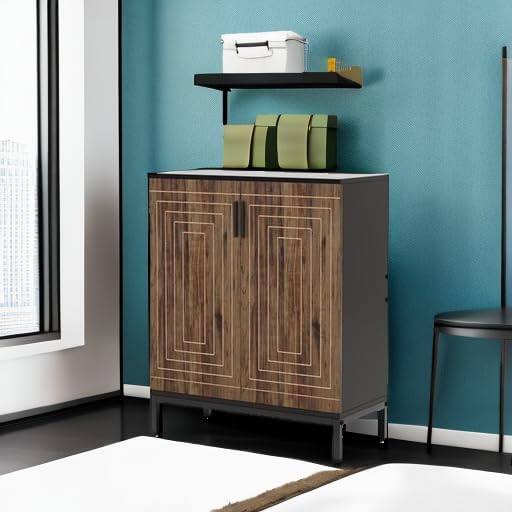 Angle. Tribesigns - Office Storage Cabinet, For Everyday Organization in Workspaces and Office Reception Areas - Brown.