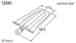 Music City Metals - MCM141254112 burner, center-fed pipe, ss, 18.125 x 7.