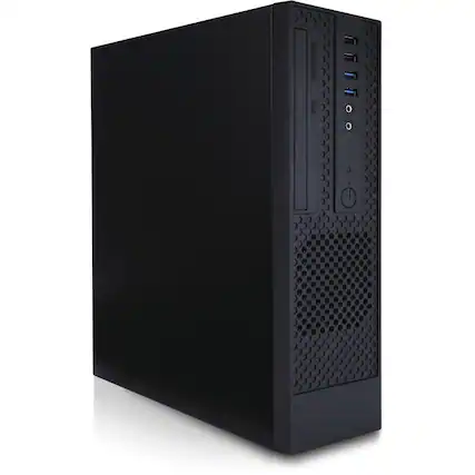 Front. In Win - In Win CK709 Computer Case - Slim Tower - Black - Steel - 3 x Bay - 1 x 300 W - Power Supply Installed - Micro ATX, Mini - Black.