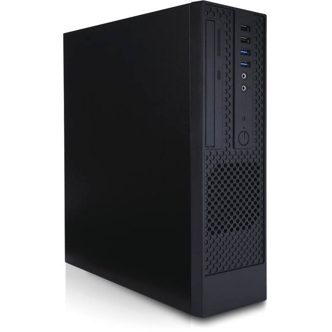 Front. In Win - In Win CK709 Computer Case - Slim Tower - Black - Steel - 3 x Bay - 1 x 300 W - Power Supply Installed - Micro ATX, Mini - Black.