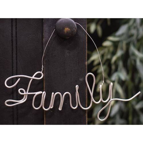 Front. BreeBe - *Family Script Metal Ornament - Silver.