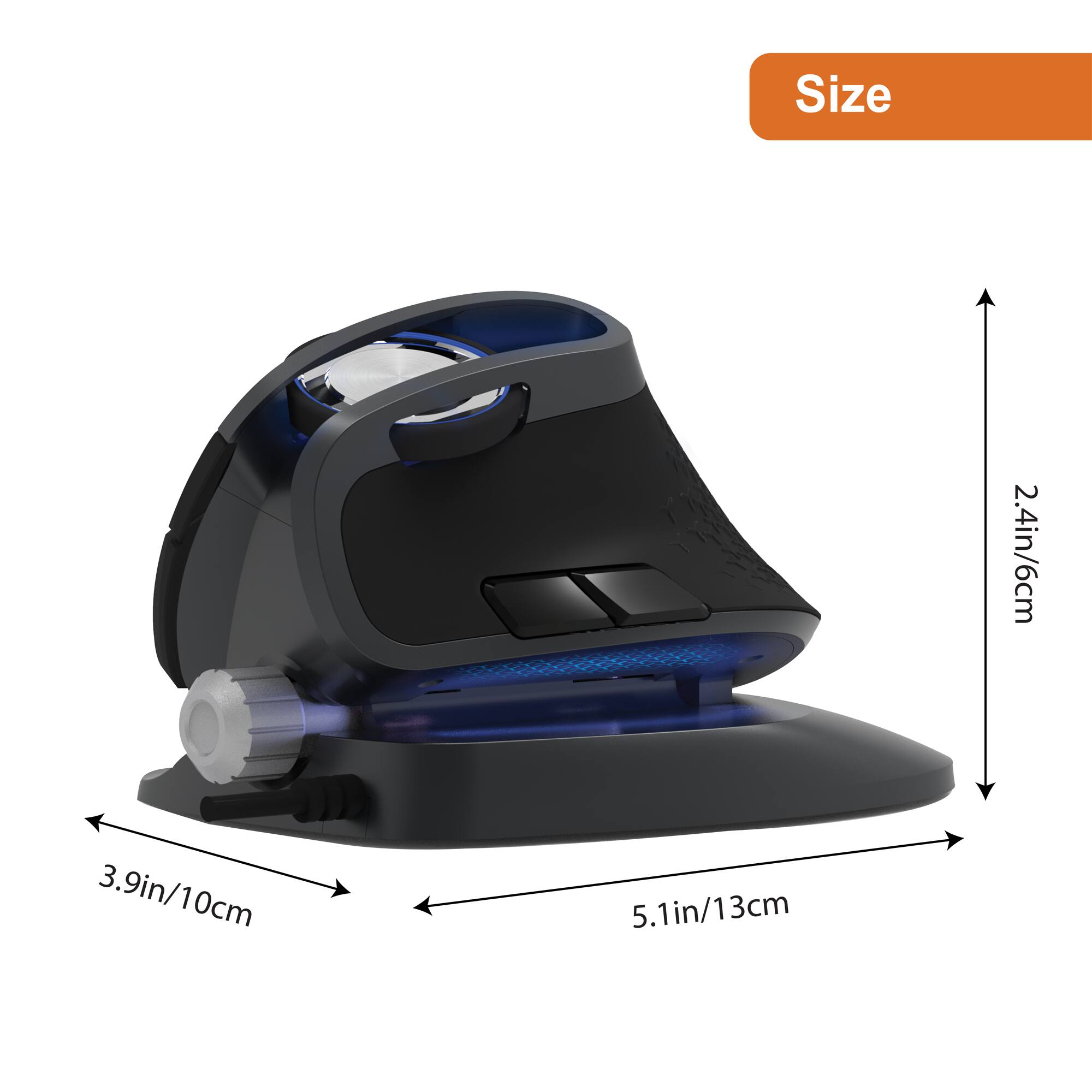 Size  
2.4in/6cm  
3.9in/10cm  
5.1in/13cm