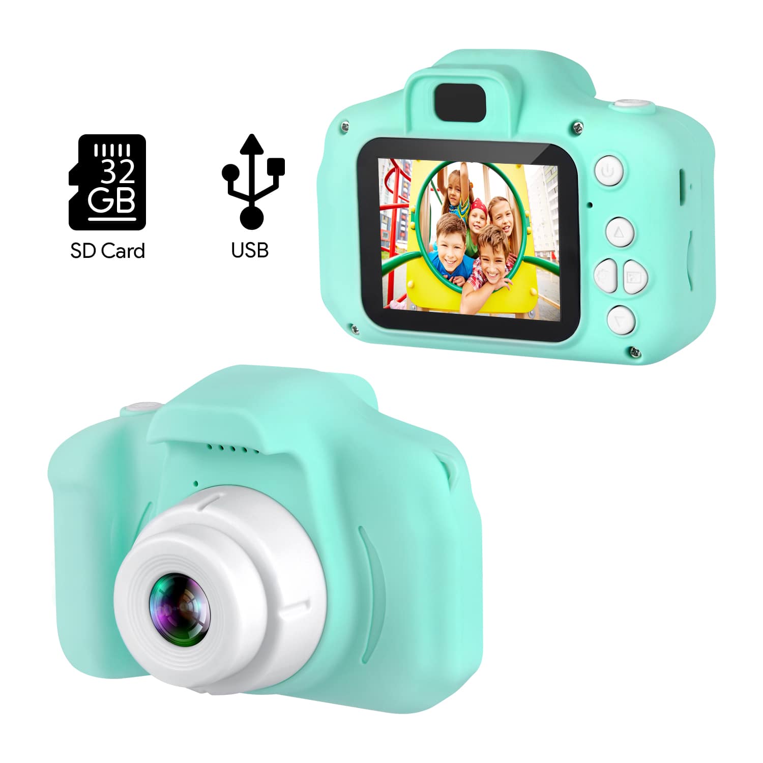 HOM - Kids Camera - 1080p Digital Camera for Kids with Soft Silicone Body & Hand Strap - 32GB SD Card Included - Black