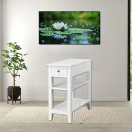 Hivvago - Contemporary 3-Tier Accent Table with Drawer and Open Shelves - White