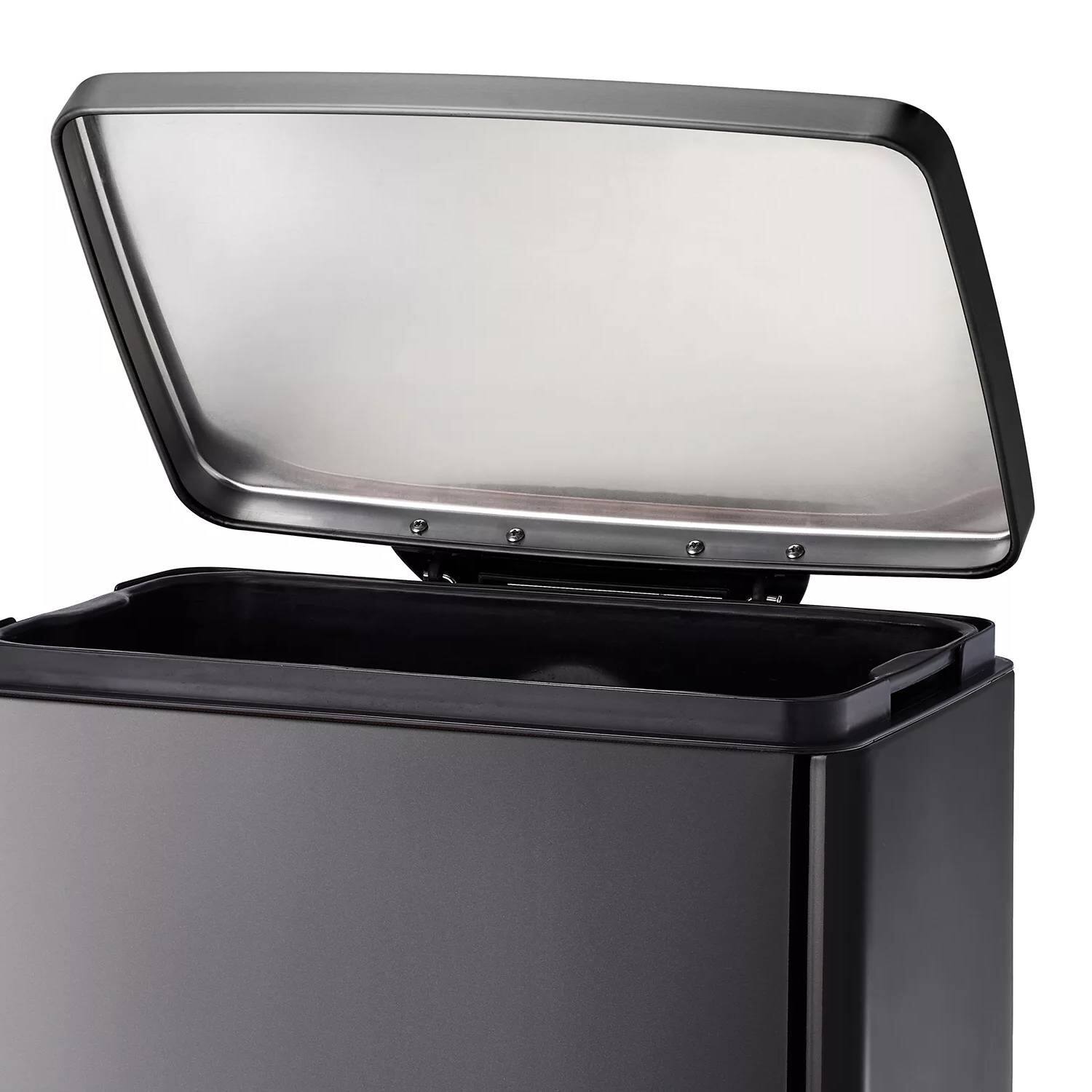 Back. Hivvago - Stainless Steel 13-Gallon Kitchen Trash Can with Step Lid Charcoal Black Grey - Charcoal Black Grey.