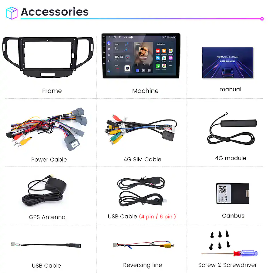 Turk Module 8 Channel Junsun 8Core 6+128GB Android15 carplay For Honda Accord 8 Spirior 2008 ...