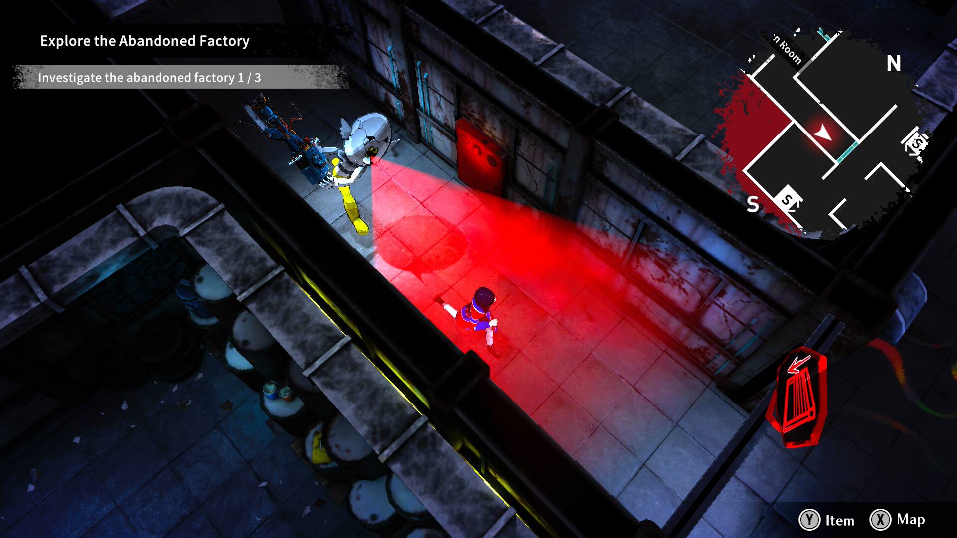 Explore the Abandoned Factory  
Investigate the abandoned factory 1 / 3  

Item  
Map