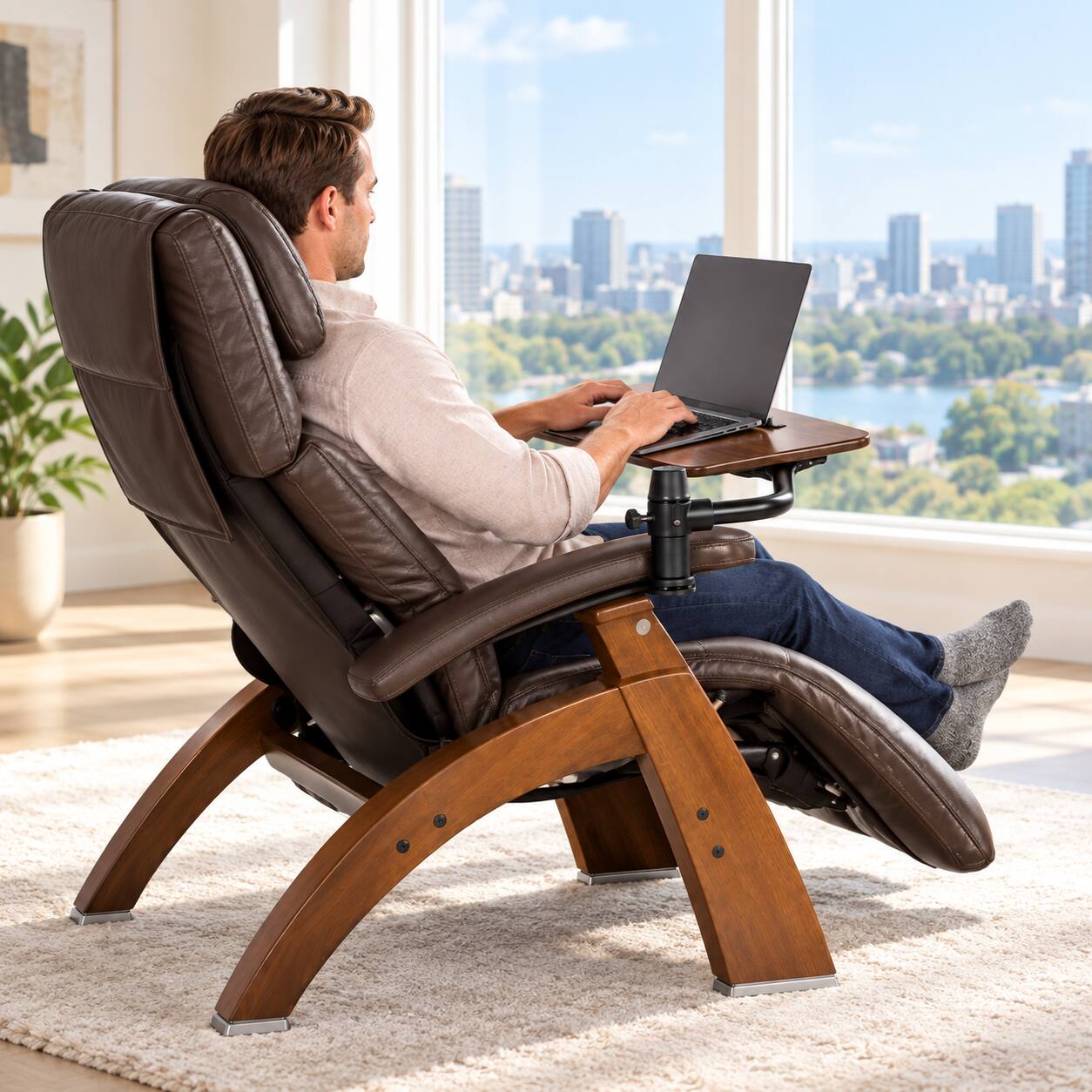 Alt View 3. Human Touch - Perfect Chair Laptop Desk Accessory for PC-365, PC-420 & PC-610 Zero Gravity Recliners - Dark Walnut.