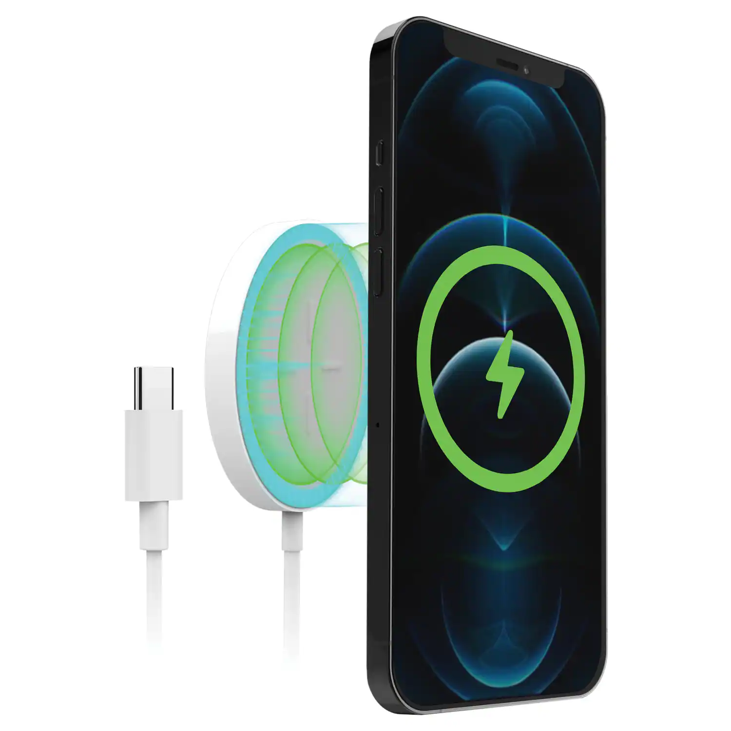 Angle. HyperGear - Hypergear 15418 15-watt Universal Magnetic Wireless Fast Charger - white.