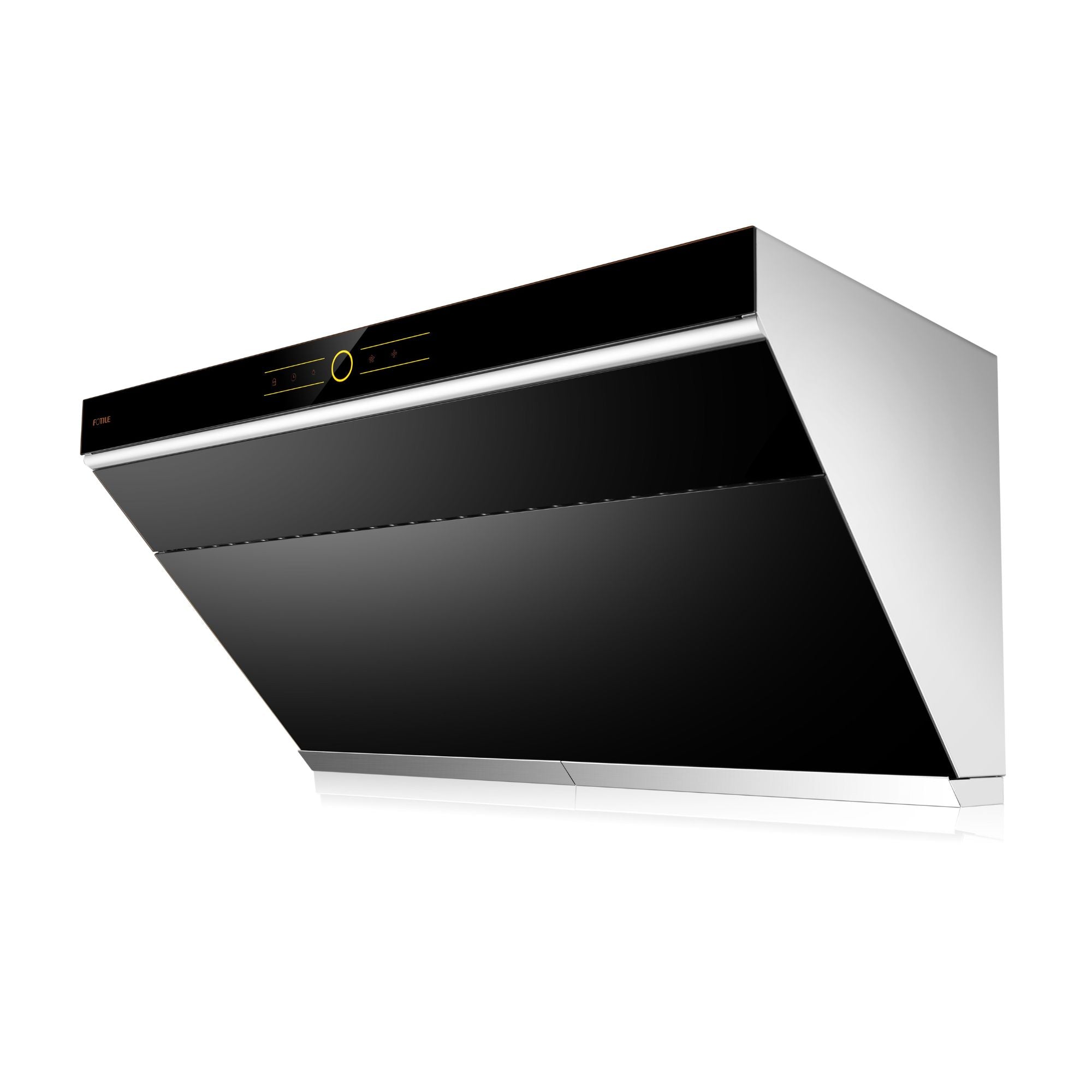 Angle. FOTILE - FOTILE 36" 850CFM Under Cabinet|Wall Mount Range Hood in Black Tempered Glass - Black.