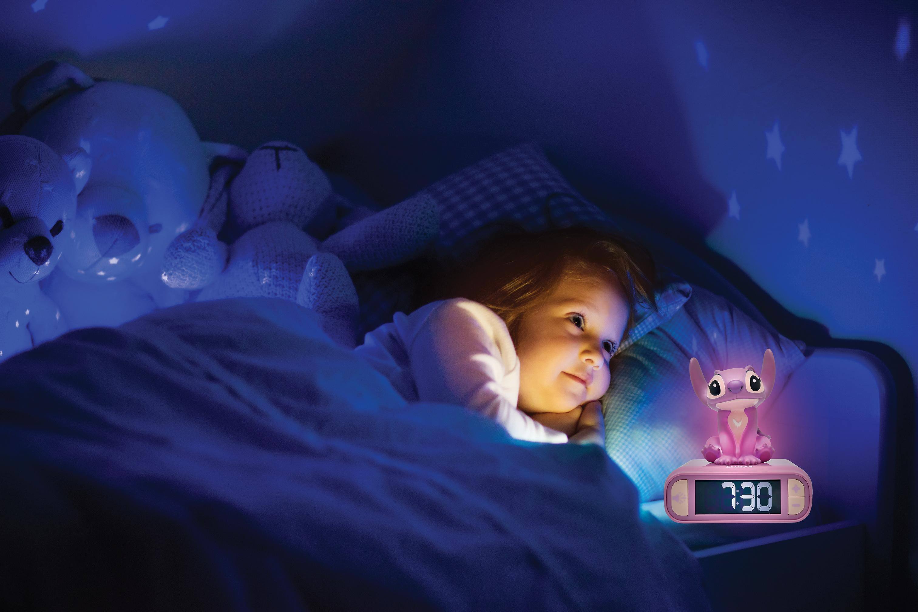 Alt View 4. Lexibook - Disney Stitch Angel Night Light Alarm Clock with Sounds - PINK.
