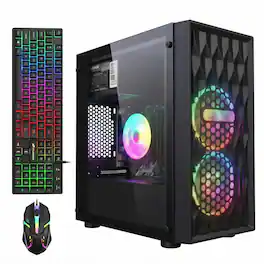 STGAubron - Gaming PC Computer Desktop, Intel Core i7 8th Gen up to 4.1GHz, Radeon RX 590 8G, 16G DDR4, 512G SSD, WIN11H - Black