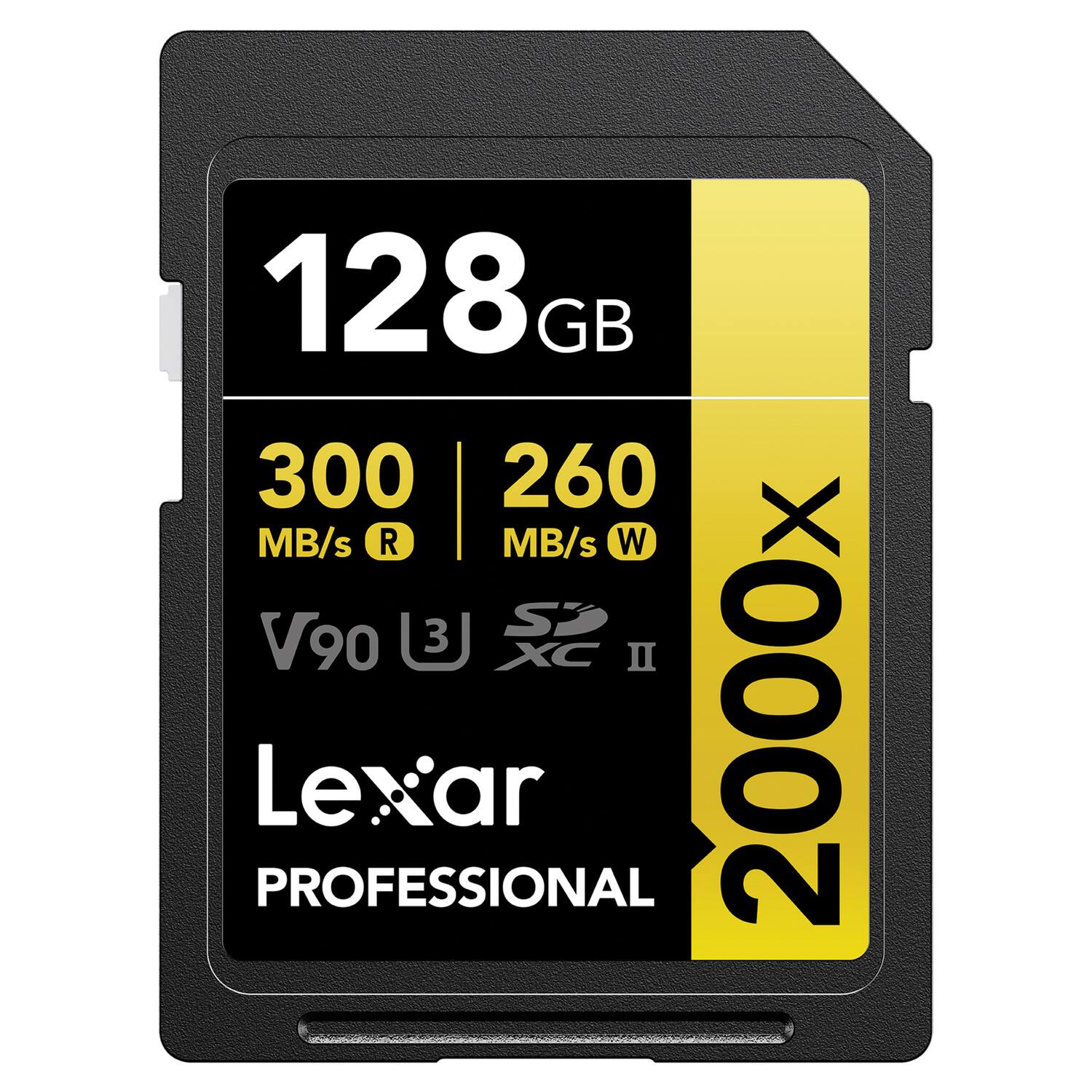 128 GB
300 MB/s R
260 MB/s W
V90
XC II
2000x
Lexar PROFESSIONAL
