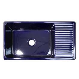 Whitehaus - Farmhaus Fireclay Quatro Alcove Large Reversible Sink - Blue