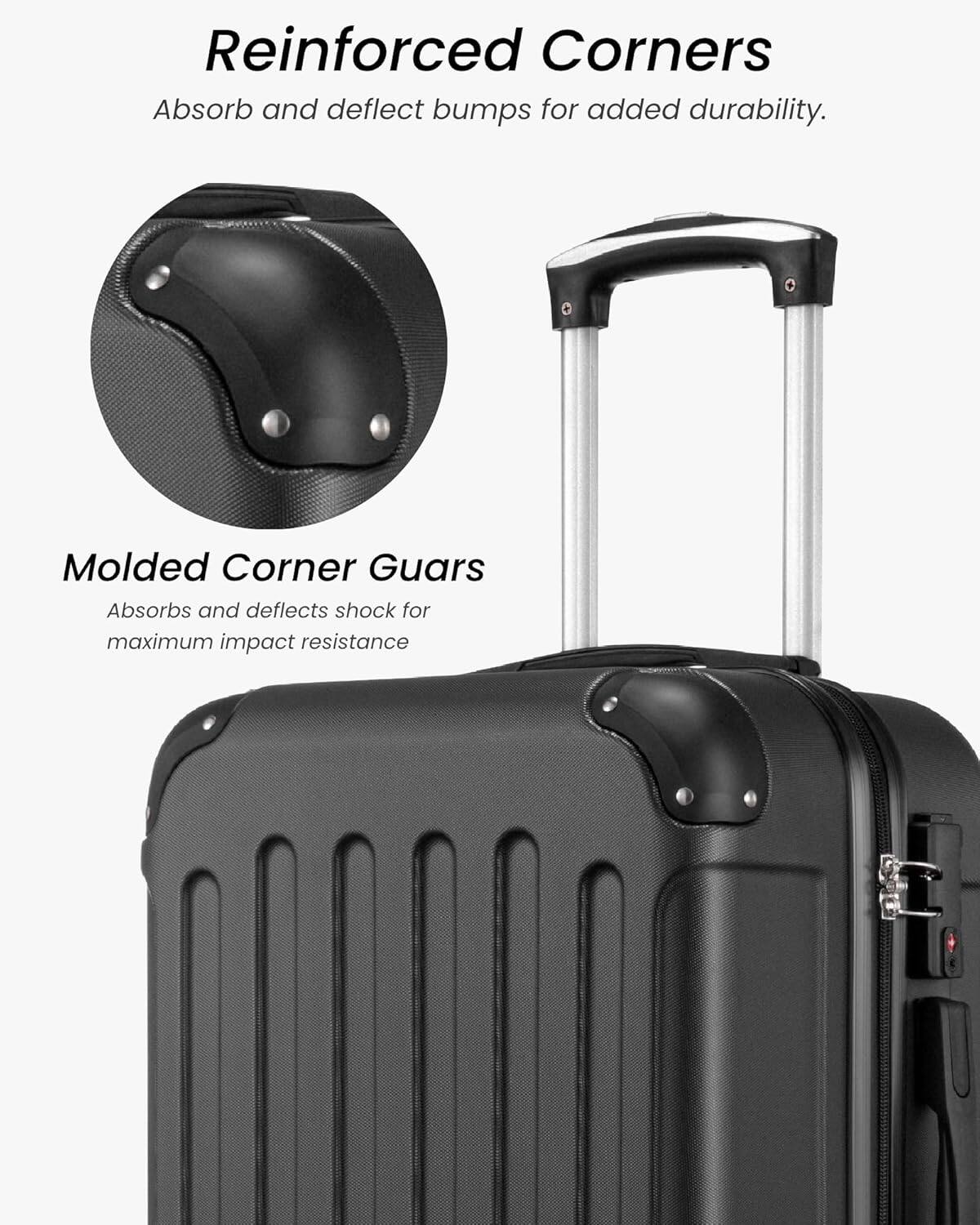 LUGGEX Luggage Sets 5 Piece Hardside Suitcase with Wheels and TSA