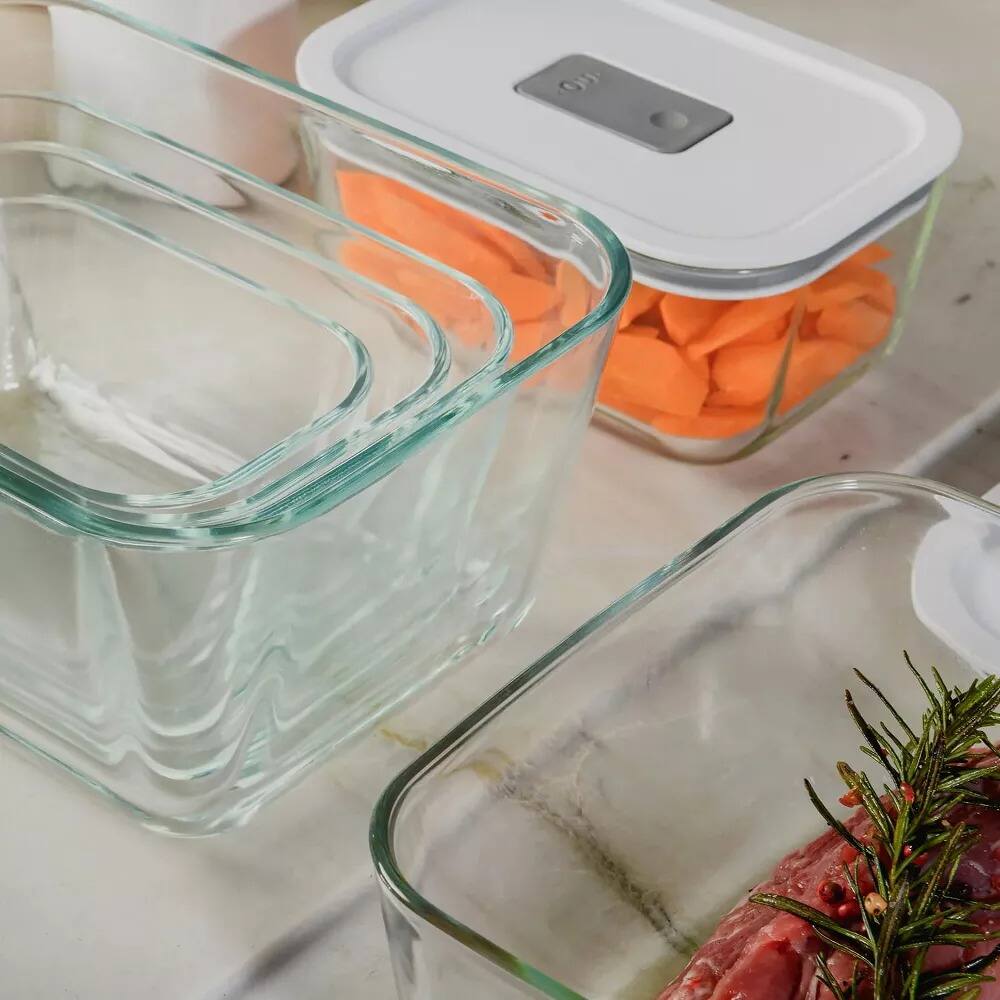 Alt View 7. OU - OU Glass Food Storage Container 10 Cup w Airtight Lid - Oven, Microwave, Freezer & Dishwasher Safe.