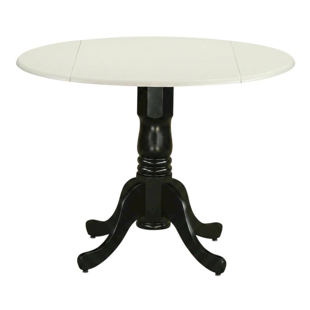 Angle. FurniFact - Linen White Drop Leaf Round Table - White/Black.