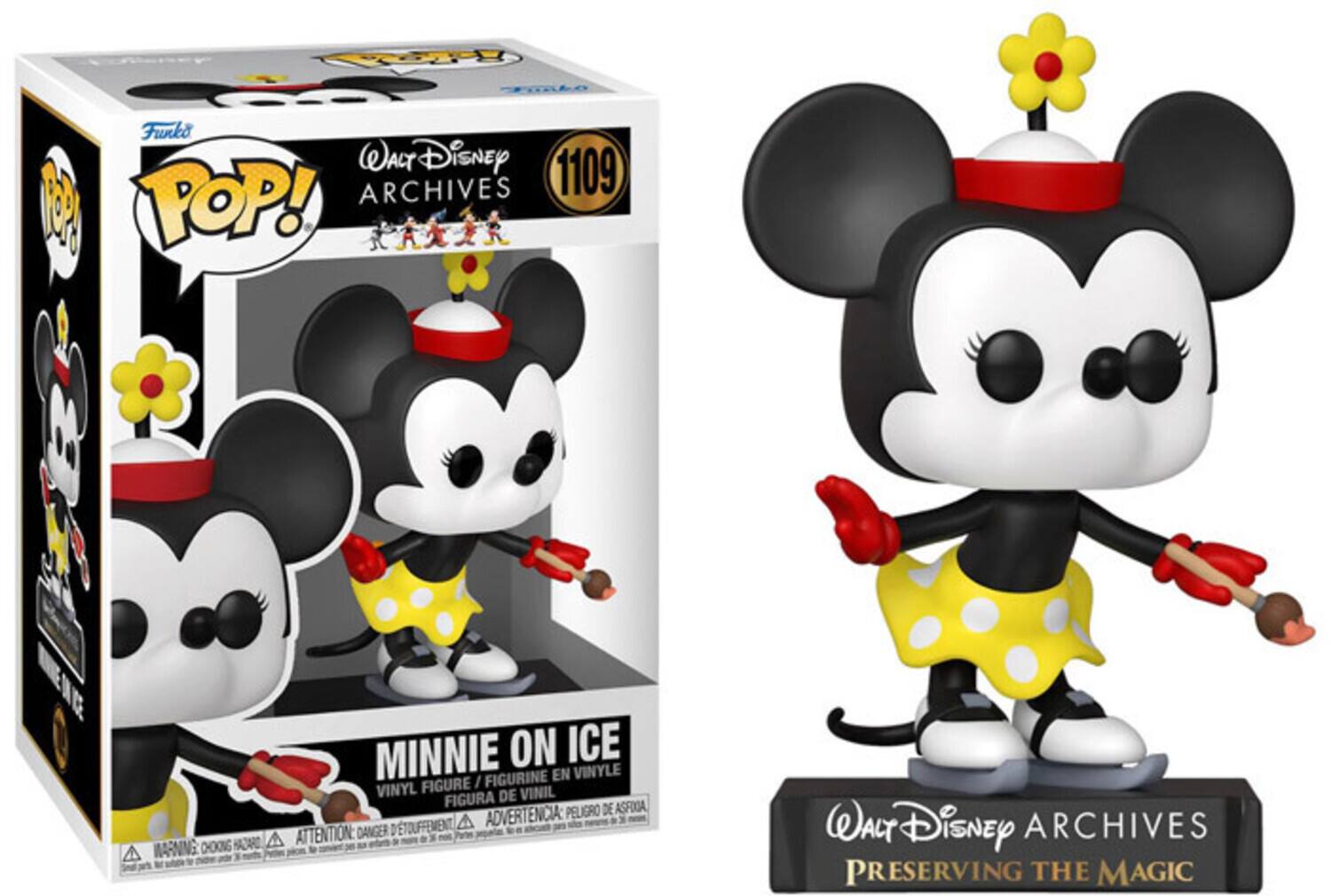 P TALo Funko WALT Disney 1109 8 POP! ARCHIVES MINNIE ON ICE FIGURINE EN VINYLE FIGURE I VINYL DE VINIL FIGURA ASFIA ADVERTENCIA PELIGRO DE D'ETOUFFEMENT A ATTENTION: DANGER CHOONG HAZARC A WARNING WALT Disney ARCHIVES PRESERVING THE MAGIC