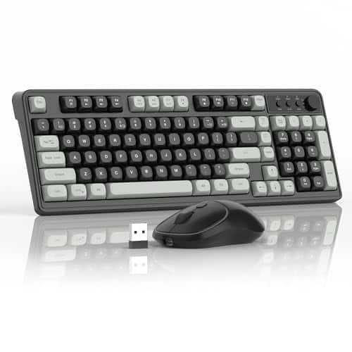 Cozy Serene - Wireless Gaming And Mouse Combo V560 Rgb Backlit Rechargeable Mechanical Feel hz Quiet Blue White Purple For Laptop Pc - Black Grey