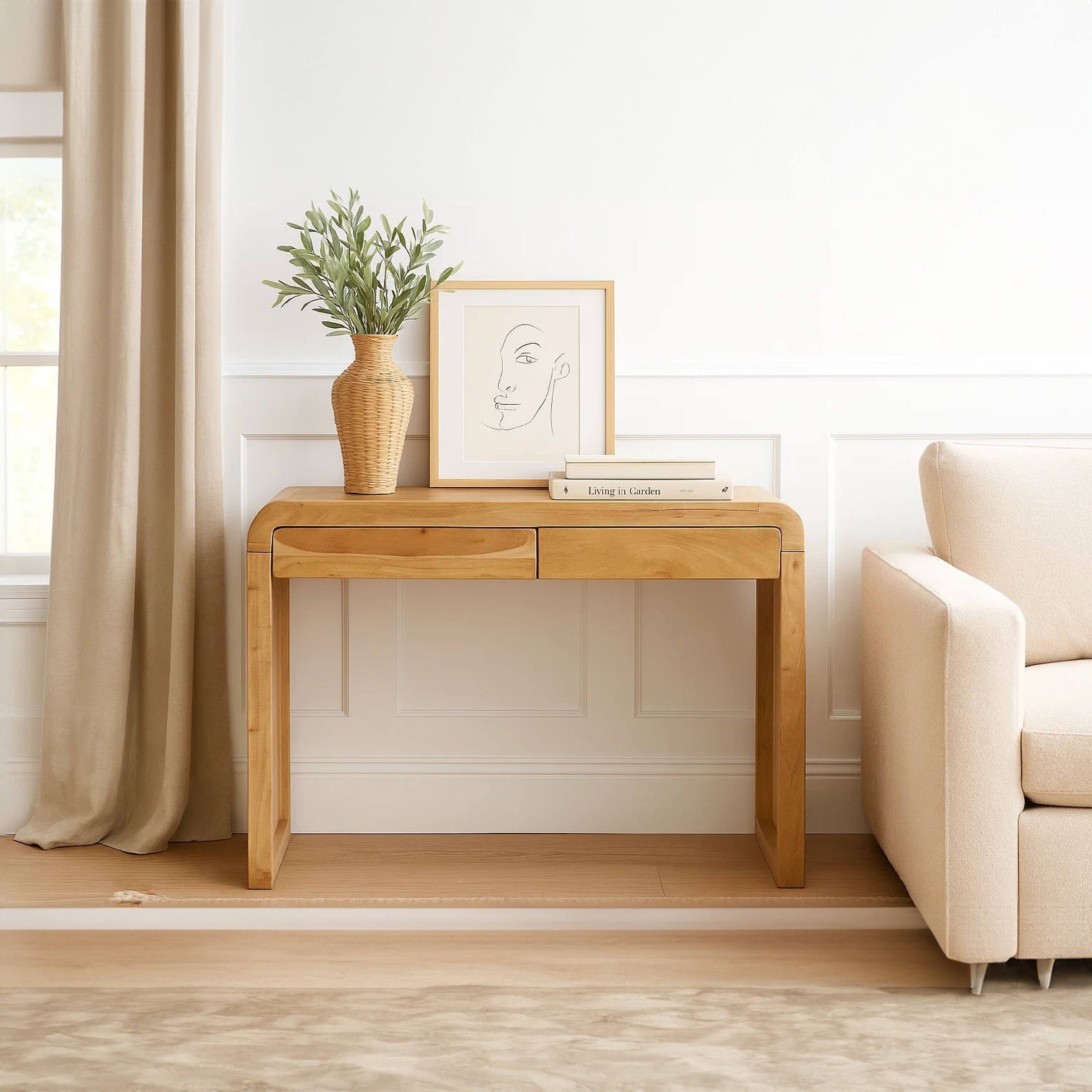 Alt View 6. Manhattan Lane - Arlow Console Table | 43" Wide Top | Handcrafted | Dual Drawer Storage - Brown.