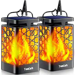 PARKER SLATER - “Solar Lanterns Outdoor Upgraded Flickering Flame Waterproof Hanging Lanterns Decorative Solar Powered LED Christmas Lig - Black