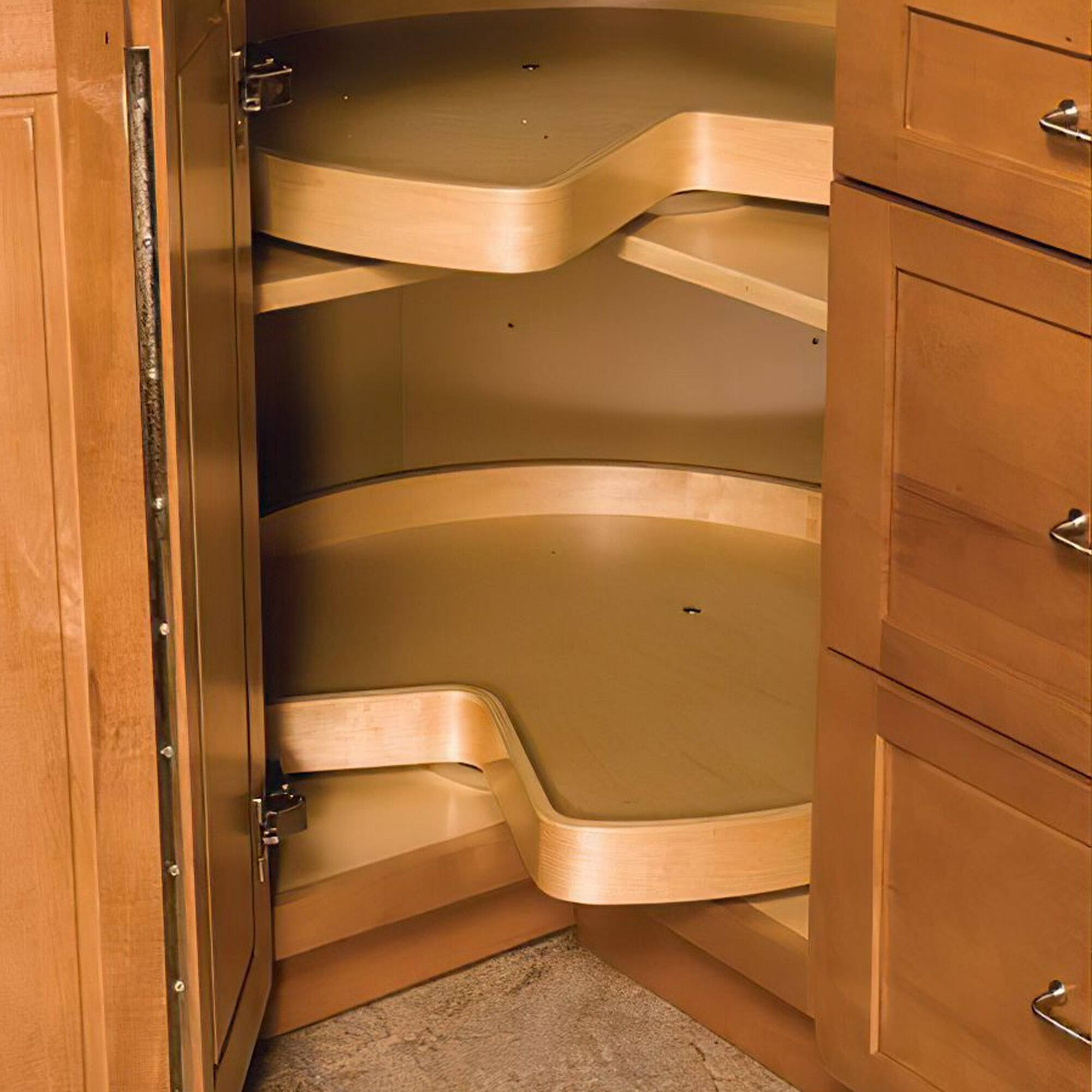 Alt View 1. Rev-A-Shelf - Rev-A-Shelf 28" Lazy Susan Kidney-Shaped 1-Shelf Swivel Bearings, 4WLS401-28-BS52 - Natural.