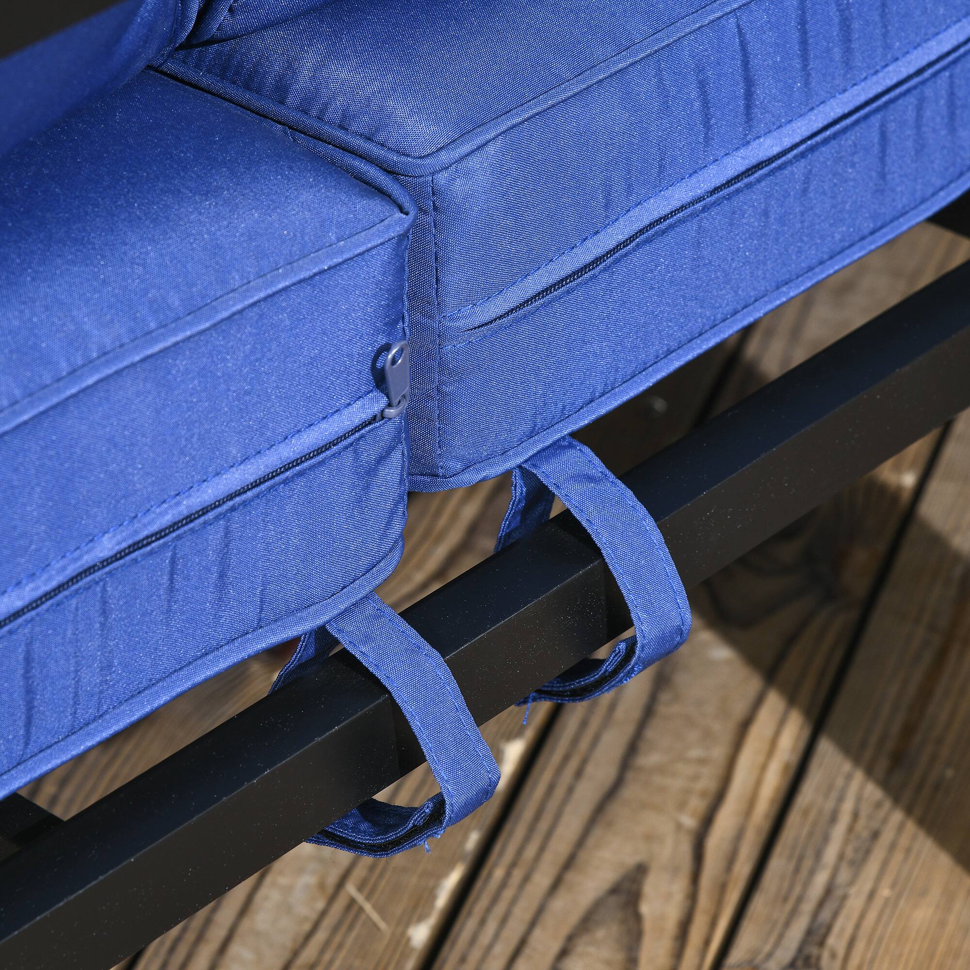 Alt View 8. Outsunny - 69" Modern Patio Furniture with Thick Padded Cushions, 3 Seater Aluminum Outdoor Sofa with Wide Armrests - Navy Blue.