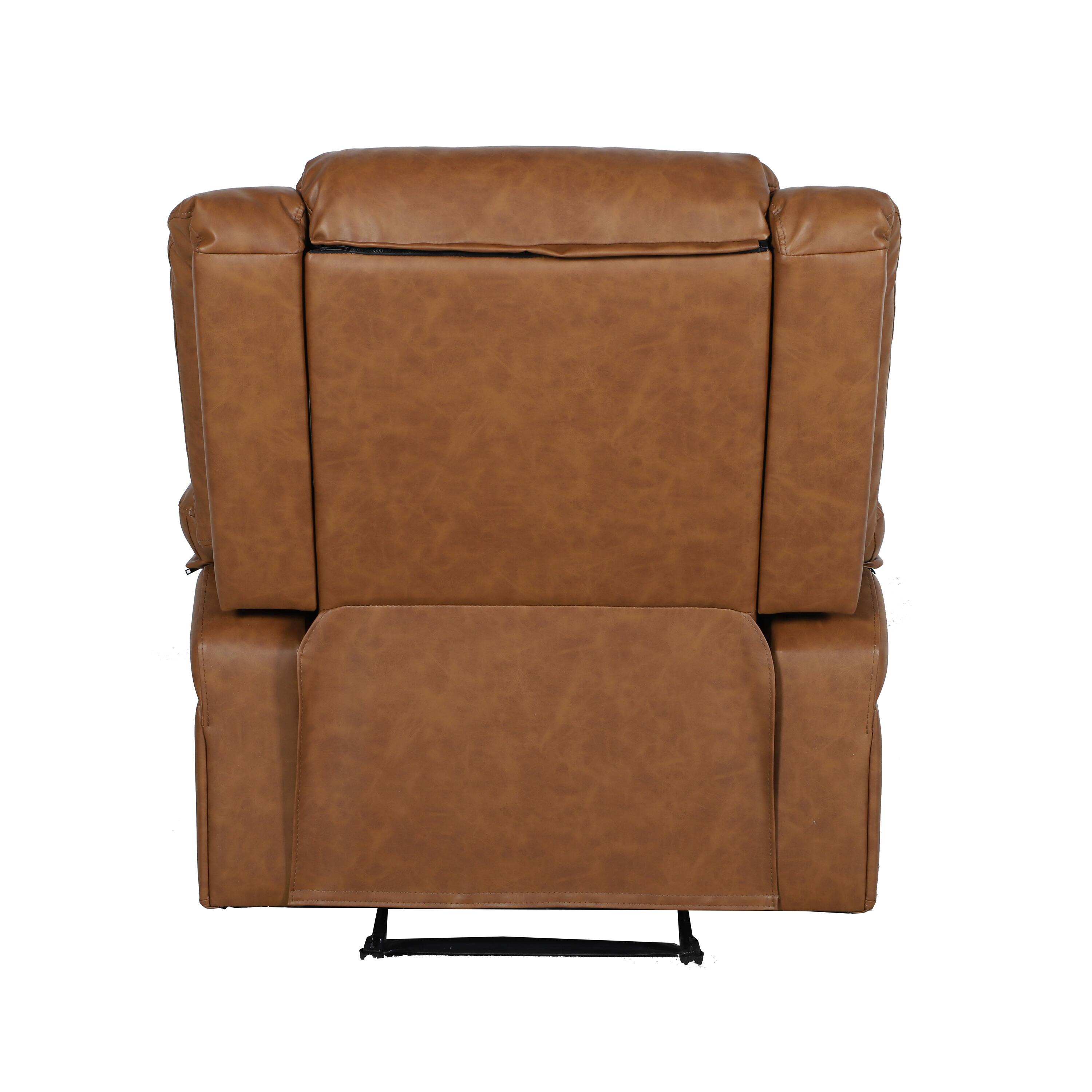 Alt View 7. Emma + Oliver - Recliner with Bustle Back and Padded Arms - Cognac Faux Leather.