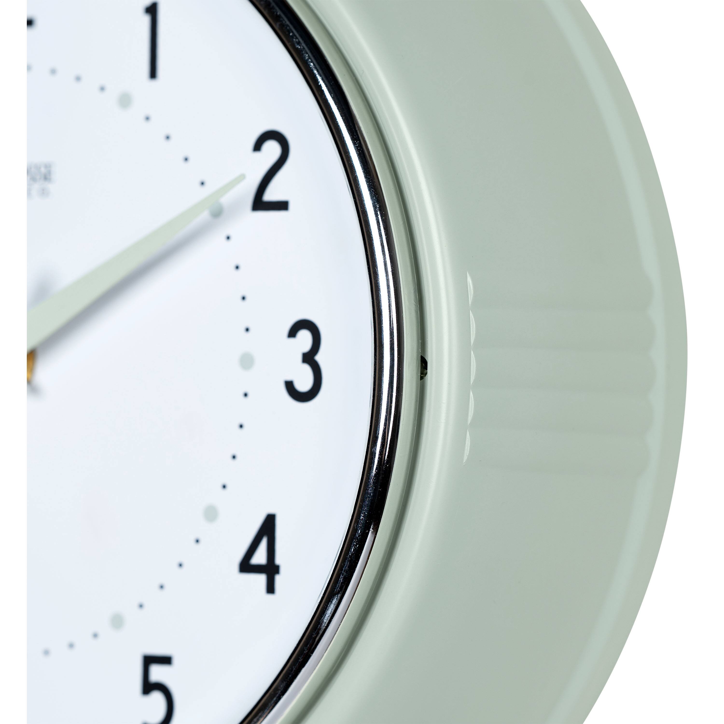Angle. La Crosse Clock Co. - 9.5 Inch Retro Diner Silent Sweep Quartz Wall Clock - Pistachio Green.
