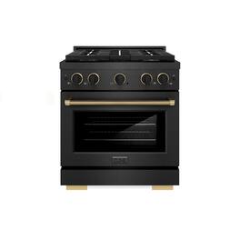 ZLINE - Designer 30 in. 4.2 cu. ft. Manual Clean Freestanding DuoPro Gas Range in Black Satin with Black and Bronze Accents - Black Satin Stainless Steel