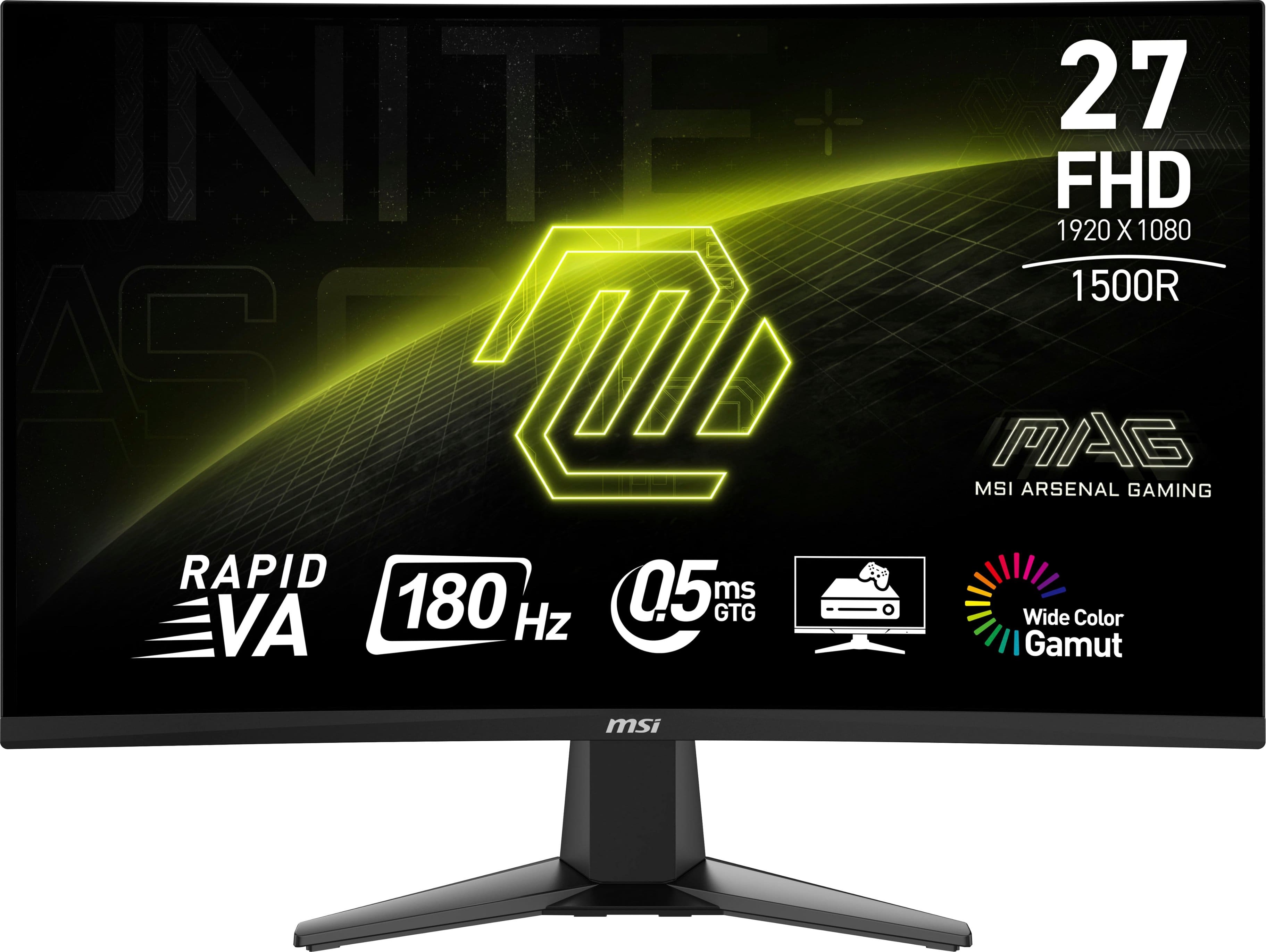 MSI - MAG27C6F 27" Curved FHD 180Hz 0.5ms Adaptive Sync Gaming Monitor with HDR ready (DisplayPort, HDMI, ) - Black