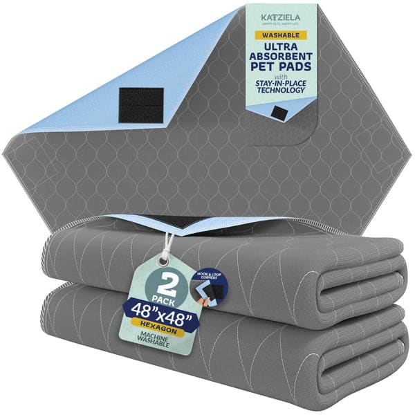 Katziela - Quick-Drying Washable Pee Pads for Dogs With Hook & Loop Rectangular