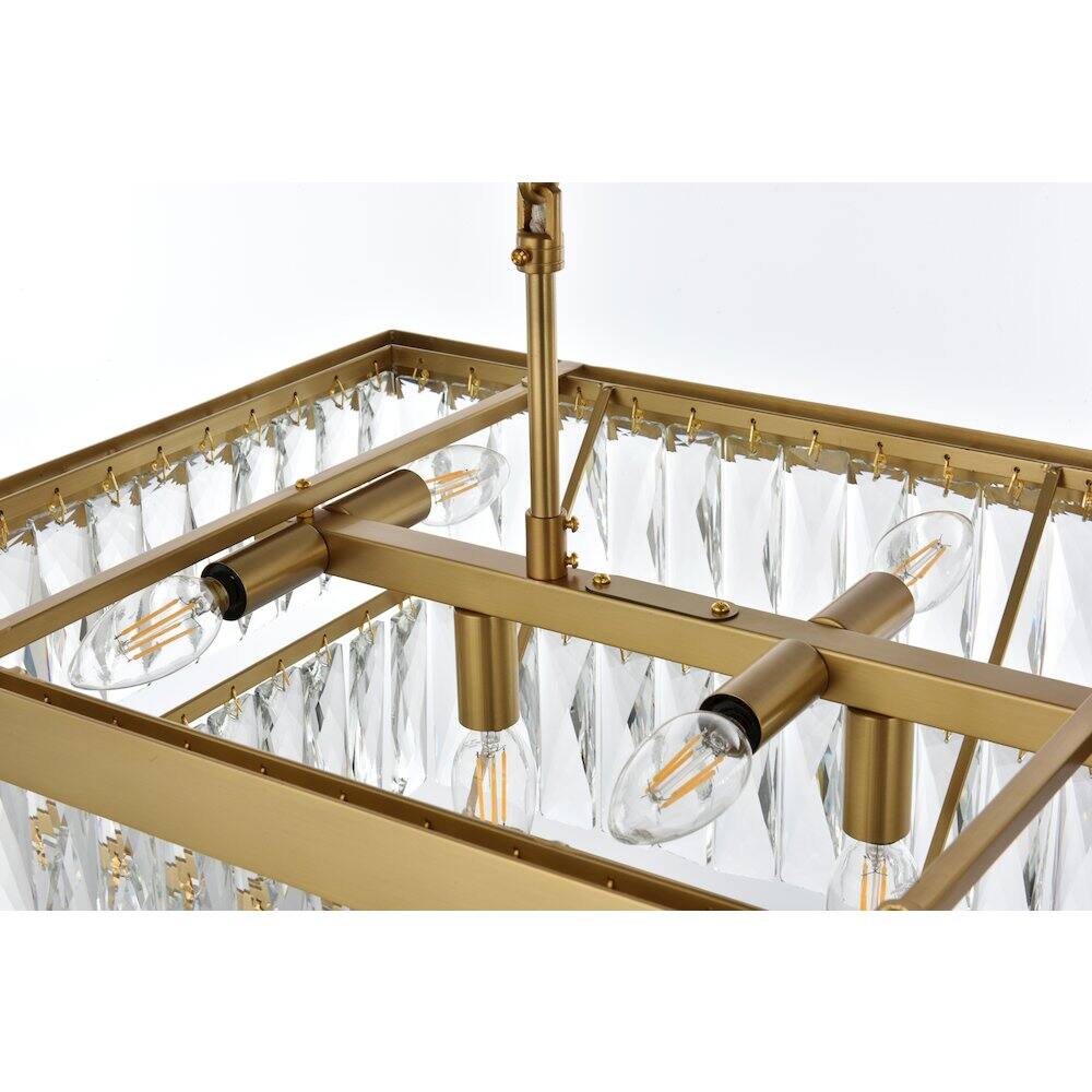 Alt View 2. Elegant Lighting - Josephine 36 Inch Rectangular Chandelier In Satin Gold - Satin Gold And Clear.
