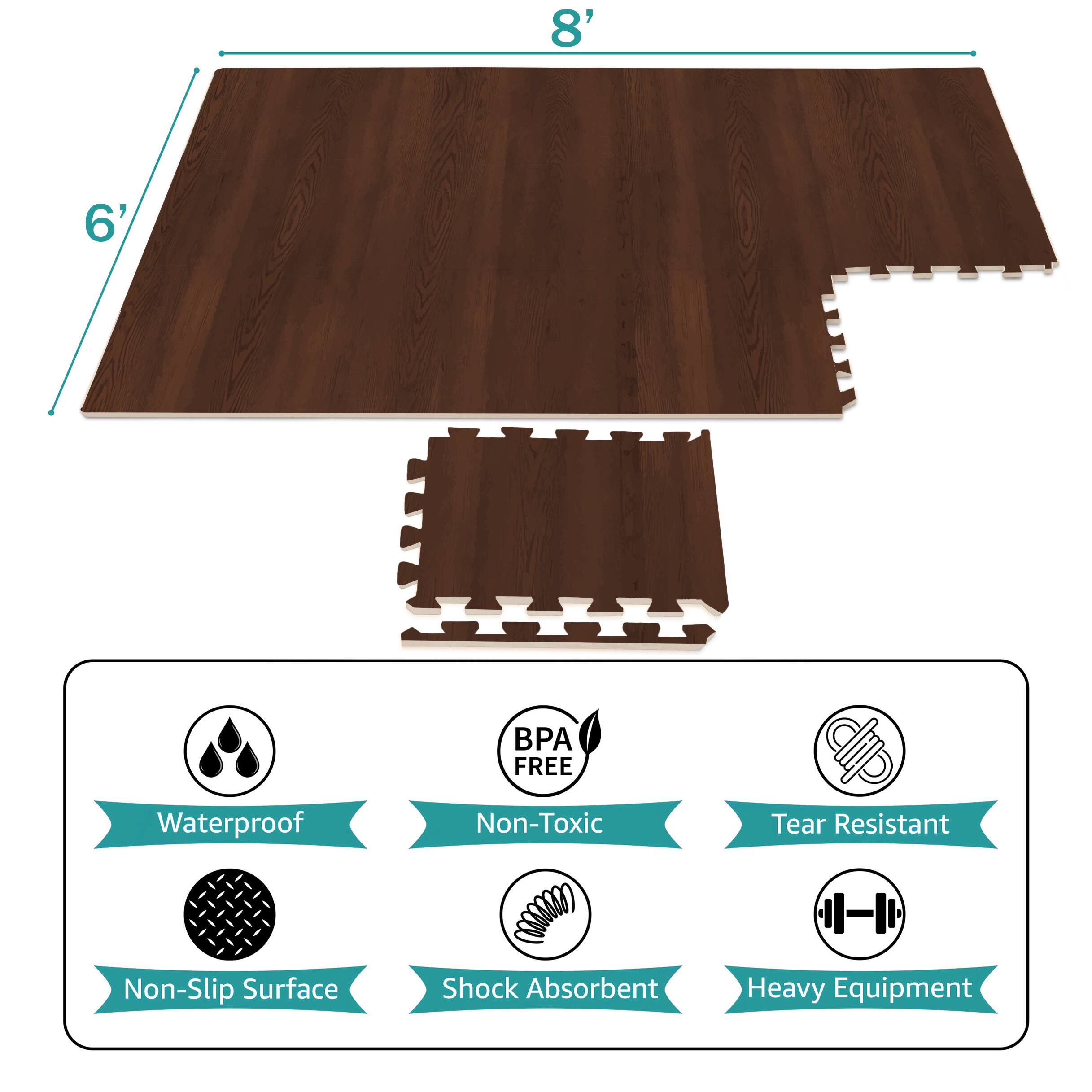 8' 6' BP FREE Waterproof Non-Toxic Tear Resistant Non-Slip Surface Shock Absorbent Heavy Equipment