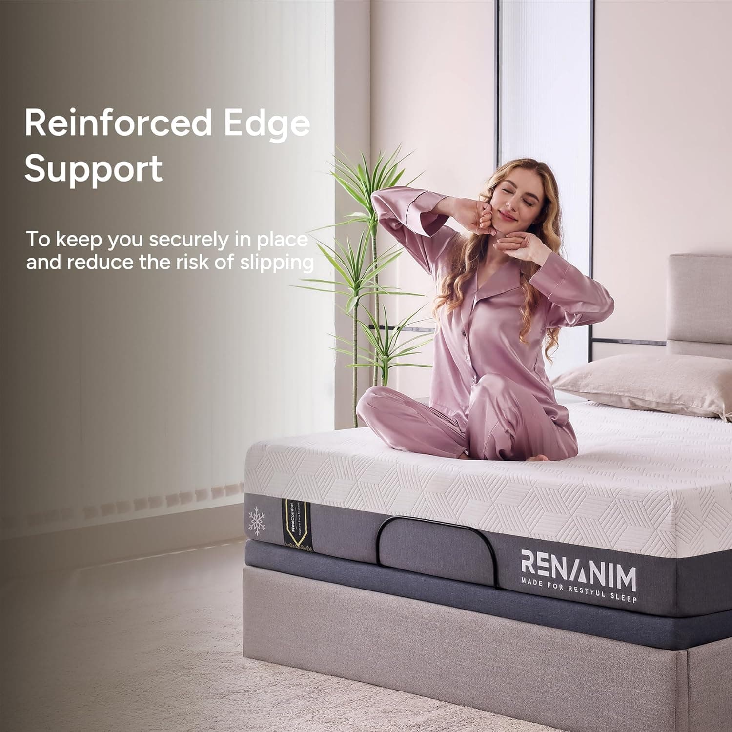 Renanim - Full 12" Medium Hybrid Mattress in a Box, Breathable Cooling Gel Memory Foam for Cooler & Deeper Sleep - Gray - Thumbnail 3